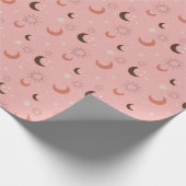 Baby shower Boho Pink Tones maansterren zon Cadeaupapier (Hoek)