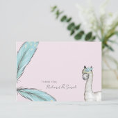 Baby shower Boho Rose Llama Dots Merci Note (Debout devant)
