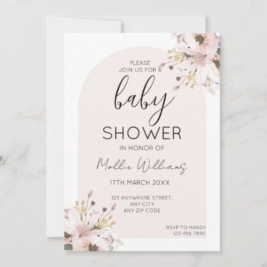 Baby shower Boho roze bloem Kaart (Voorkant)