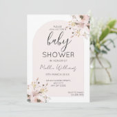 Baby shower Boho roze bloem Kaart (Staand voorkant)