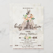 Baby shower Boho TeePee invitation (Devant / Derrière)