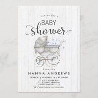 Baby shower Bois blanc & Carriage Boy Invitation