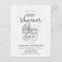 Baby shower Bois blanc & Carriage Boy Invitation