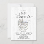 Baby shower Bois blanc & Carriage Boy Invitation (Recto)