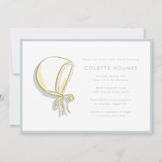 Baby shower Bonnet bébé Invitation horizontale (Devant)