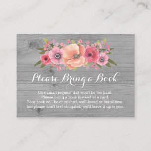 baby shower Book Request Card Rustic Wood Floral Informatiekaartje