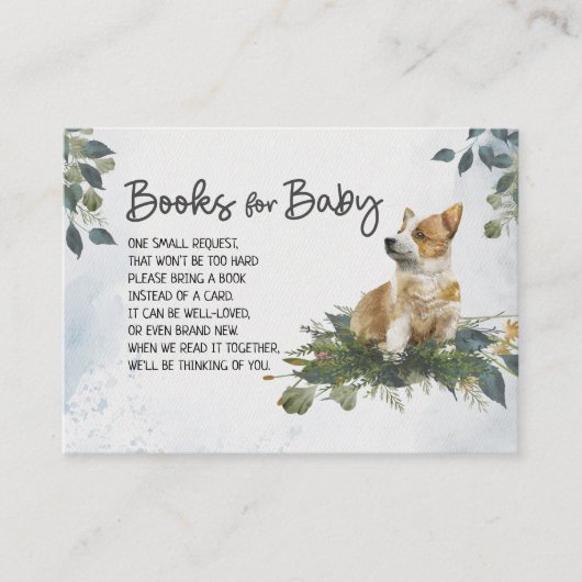 Baby shower Book Request Corgi Puppy Informatiekaartje (Voorkant)