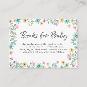 baby shower Book Request Floral Insert Card Informatiekaartje