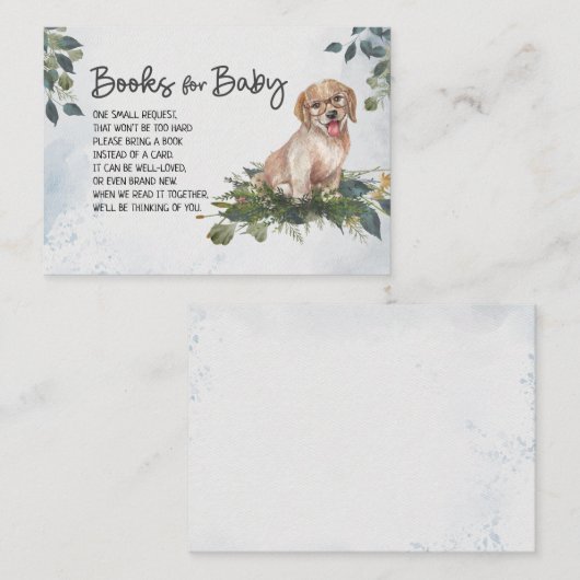 Baby shower Book Request Puppy Informatiekaartje (Voorkant / Achterkant)