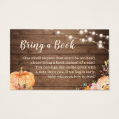 Baby shower Book Request Rustic Pumpkin Wood Visitekaartje (Voorkant)