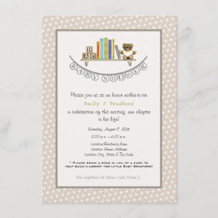 baby shower Book Thmed Unisex Invitation Kaart