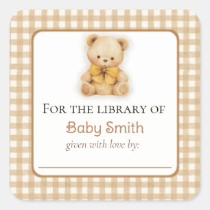 Baby shower Bookplate Sticker Pluche Teddybeer