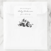 Baby shower Bookplaten / Panda's, neutraal geslach Vierkante Sticker (Tas)
