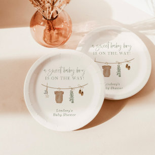 Baby shower Bord, Boho Boy Baby shower Decor Papieren Bordje