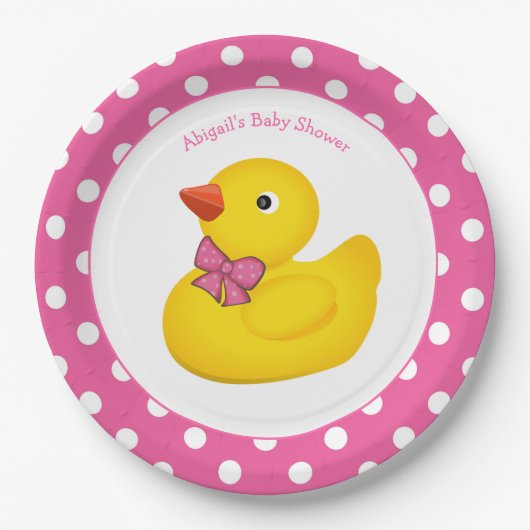Baby shower Bord gele duck Pink Pink (Voorkant)