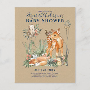 Baby shower bos bos groen wilde dieren flyer