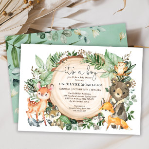 Baby shower bos bos groen wilde dieren kaart