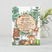 Baby shower bos bos groen wilde dieren kaart (Staand voorkant)