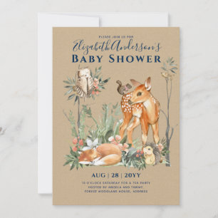 Baby shower bos bos groen wilde dieren kaart