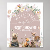 Baby shower bos dierlijk bloemmeisje welkom poster (Voorkant)