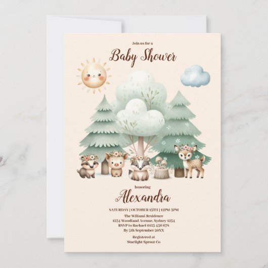 Baby shower Bosbossen Kaart (Voorkant)