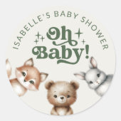 Baby shower Bosbossen Ronde Sticker (Voorkant)