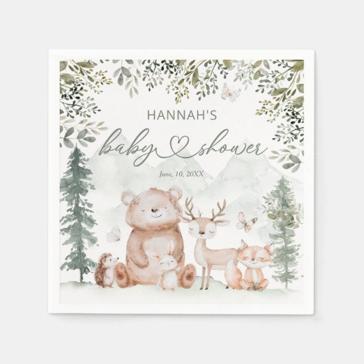 Baby shower Bosbossen Servet (Voorkant)