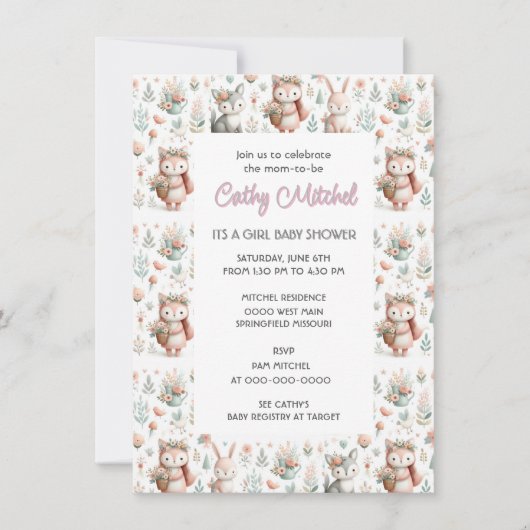 Baby Shower Bosdieren  Kaart (Voorkant)