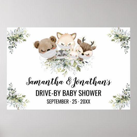 Baby shower Bosdieren Poster (Voorkant)