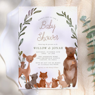 Baby shower bosvriendelijk bos en bos groen kaart