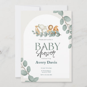 Baby shower bosvriendelijk bos en bos groen save the date