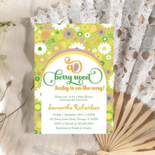 Baby shower botanique de fraise Invitation