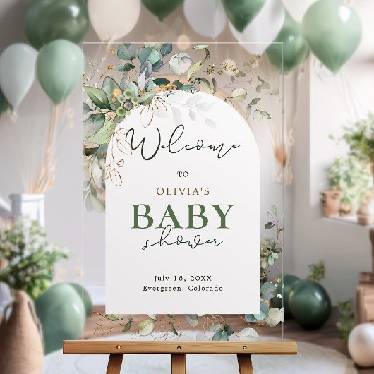 Baby shower Botanique Eucalyptus Bienvenue