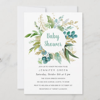Baby shower botanique vert Invitation garçon