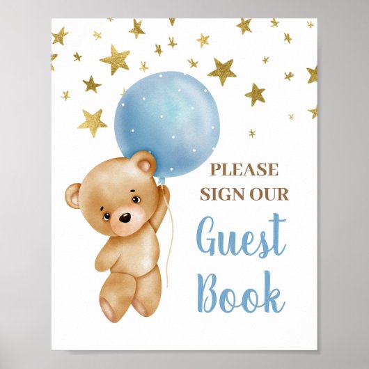 Baby shower Boy Beer Guest Book Poster (Voorkant)