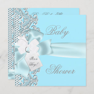 Baby shower Boy Blue Blauwgroen grijs witte lens Kaart