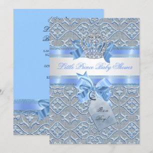 Baby shower Boy Blue Little Prince Crown 2 Kaart