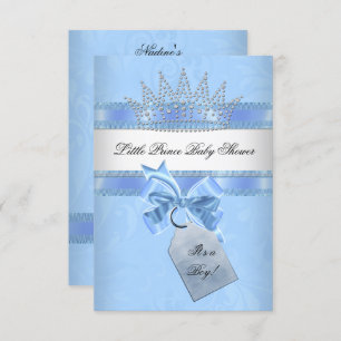 Baby shower Boy Blue Little Prince Crown Damask Kaart