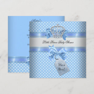 Baby shower Boy Blue Little Prince Crown Kaart
