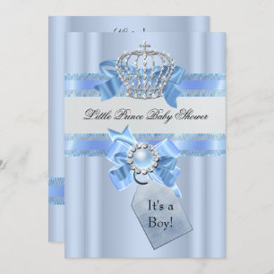 Baby shower Boy Blue Little Prince Crown NEW Kaart