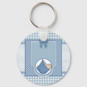 baby shower Boy Blue Pattern Party Neursery Art Sleutelhanger
