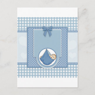 Baby shower Boy Blue Pattern Party Neursery Art Uitnodiging Briefkaart