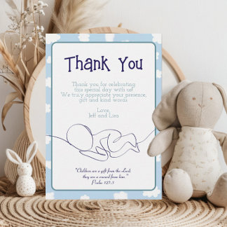 Baby shower Boy Blue Sky Clouds en Bijbelverzen Bedankkaart