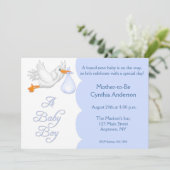 baby shower Boy Blue Stork Kaart (Staand voorkant)