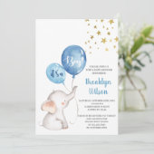 baby shower Boy Elephant Invitation (Debout devant)