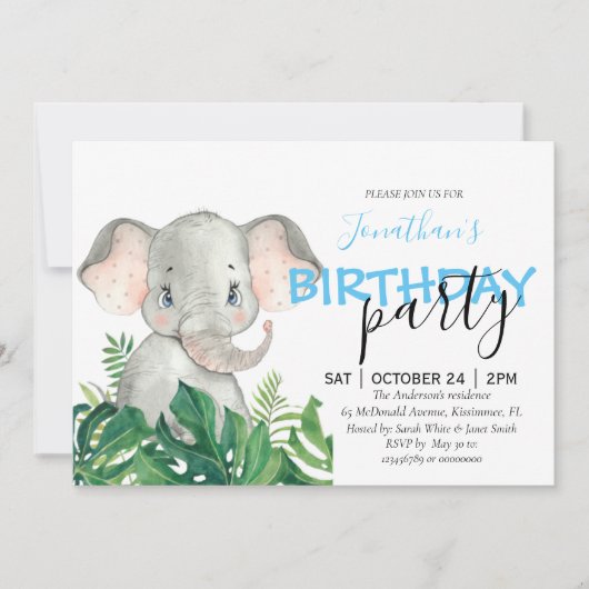 Baby shower Boy Elephant Invitation (Devant)