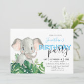 Baby shower Boy Elephant Invitation (Debout devant)