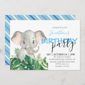 Baby shower Boy Elephant Invitation (Devant / Derrière)