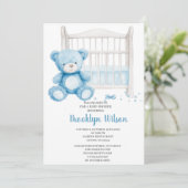Baby Shower Boy Elephant Invitation Kaart (Staand voorkant)