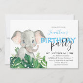 Baby shower Boy Elephant Uitnodiging (Voorkant)